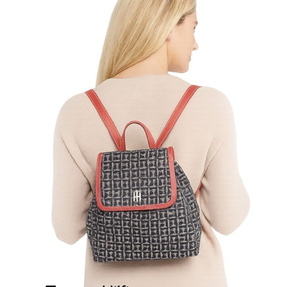 Tommy Hilfiger Backpack Bag Liv II Flap Mini Jacquard Monogram Women's Woman's